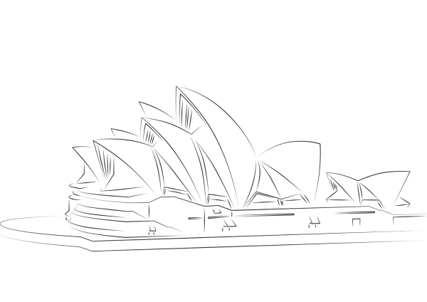 Sydney Opera House coloring page image
