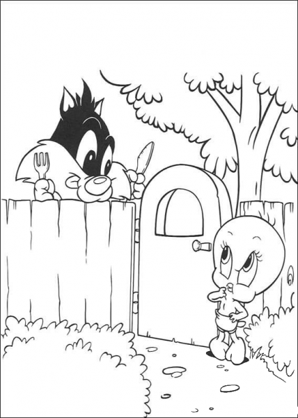 Sylvester And Tweety  coloring page image