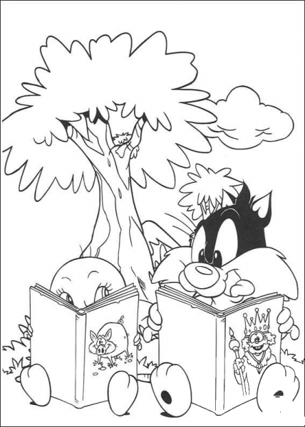 Sylvester wants to Eat Tweety  coloring page image