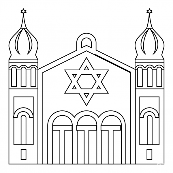Synagogue coloring page image