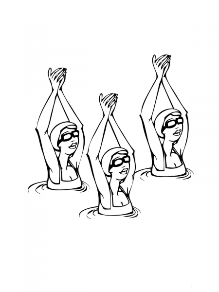 Synchronized Swimming coloring page image