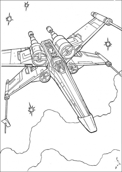T-65 X-wing starfighter coloring page image