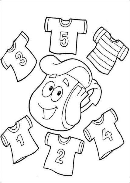 T-shirts with numbers 1,2,3,4,5 on them   coloring page image