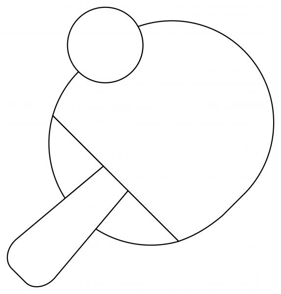Table Tennis Racket and Ball coloring page image