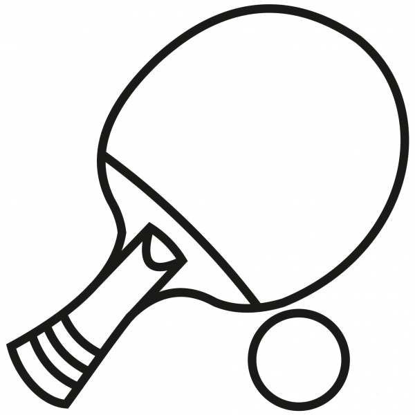 Table Tennis Racket and Ball coloring page image