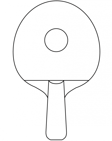 Table Tennis Racket and Ball coloring page image