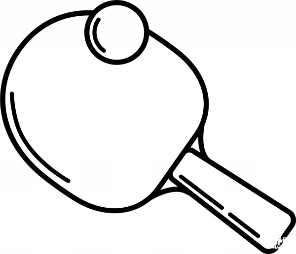 Table Tennis Racket and Ball coloring page image
