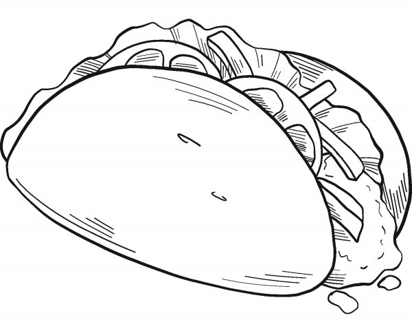 Taco coloring page image