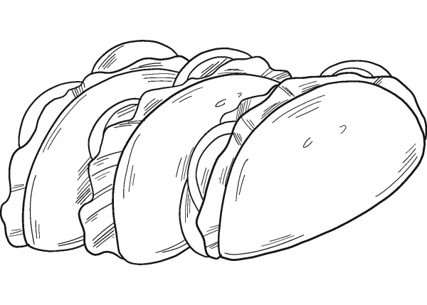 Tacos coloring page image