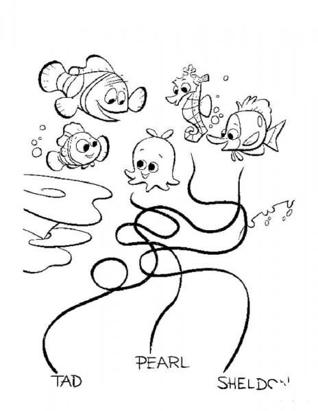 Tad, Pearl, Sheldon  coloring page image