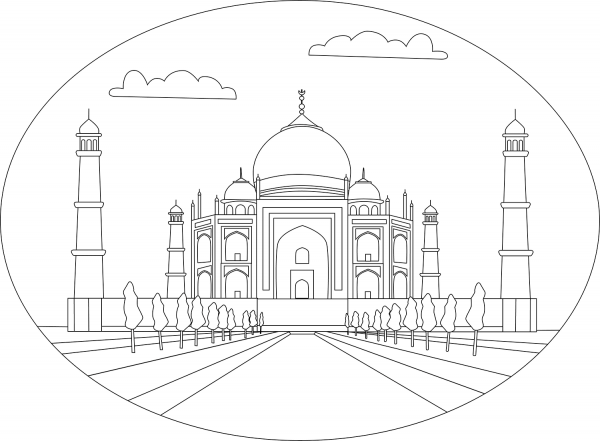 Taj Mahal coloring page image