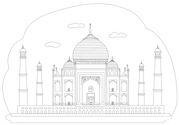 Taj Mahal coloring page image