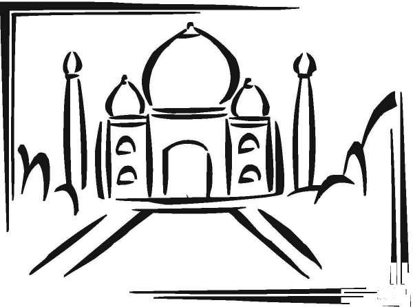Taj Mahal In India  coloring page image