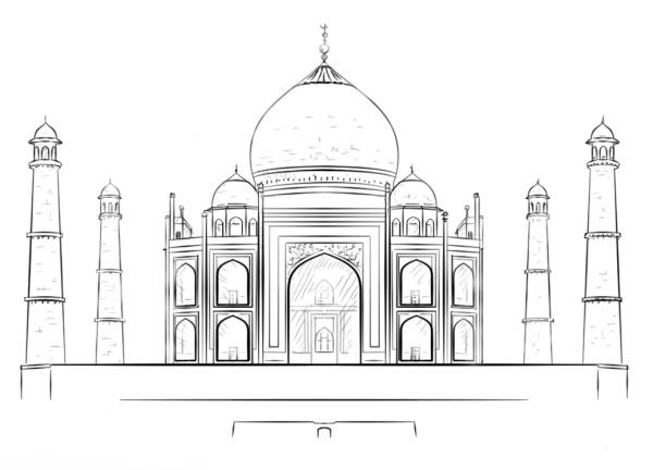 Taj Mahal palace coloring page image