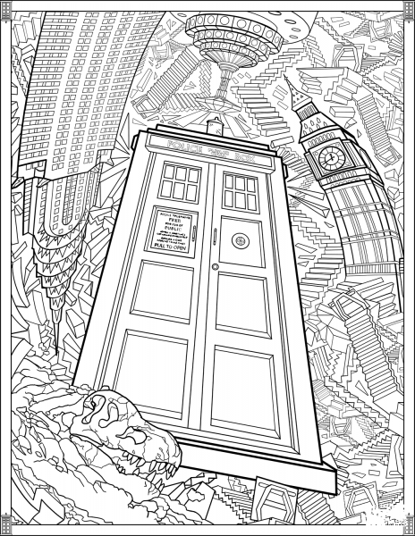 Tardis coloring page image