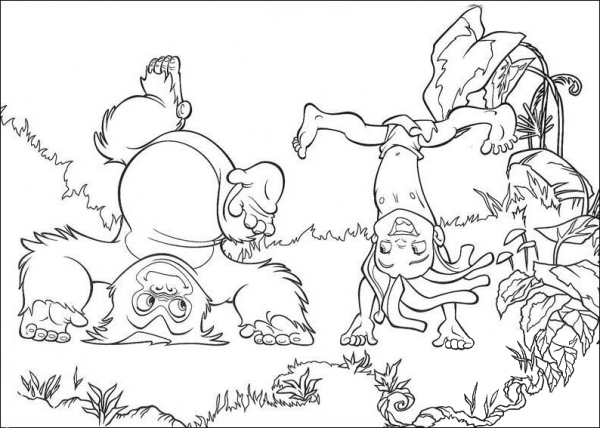 Tarzan And Terk are Playing Together  coloring page image