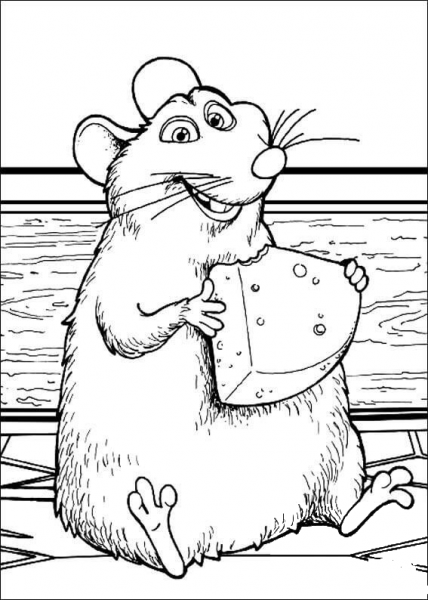 Tasty Cheese for a mouse coloring page image
