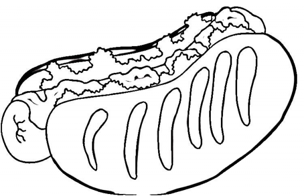 Tasty Hot Dog  coloring page image
