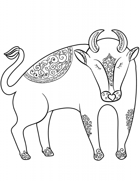 Taurus zodiac sign coloring page image