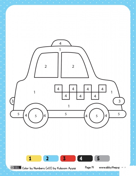 Taxi Color by Numbers 1-5 image
