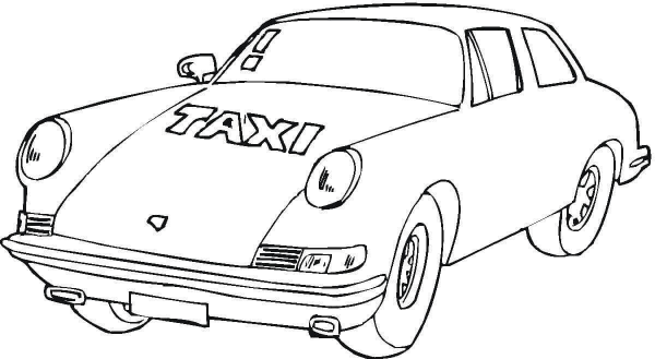 Taxi coloring page image