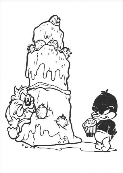Taz And Daffy  coloring page image