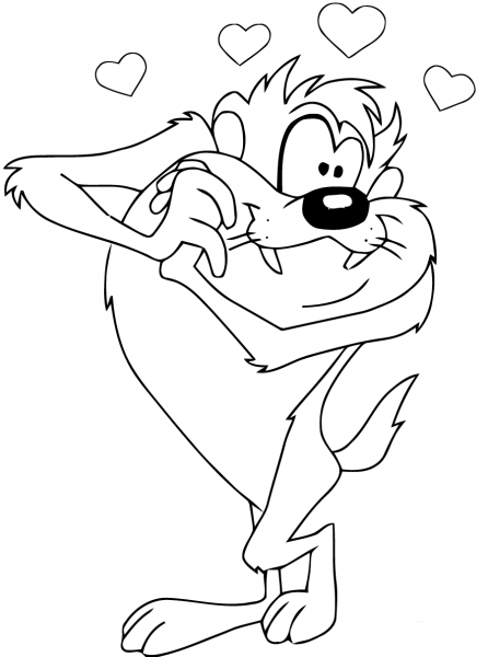 Taz in Love coloring page image
