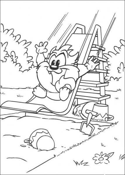 Taz Is Playing In The Garden  coloring page image