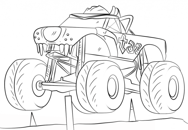 Taz Monster Truck coloring page image