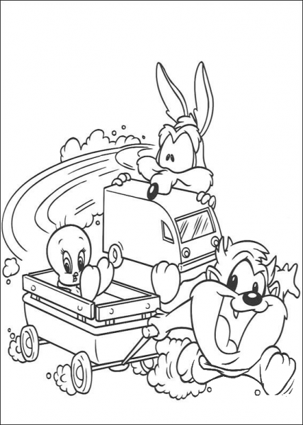Taz Tweety Coyote  coloring page image