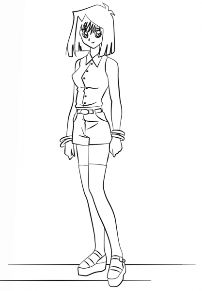 Tea Gardner from Yu-Gi-Oh! coloring page image