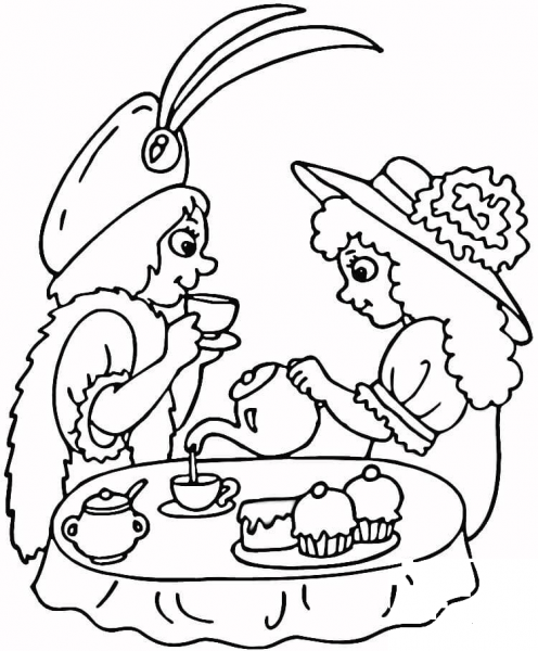 Tea Party coloring page image