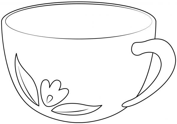 Teacup coloring page image