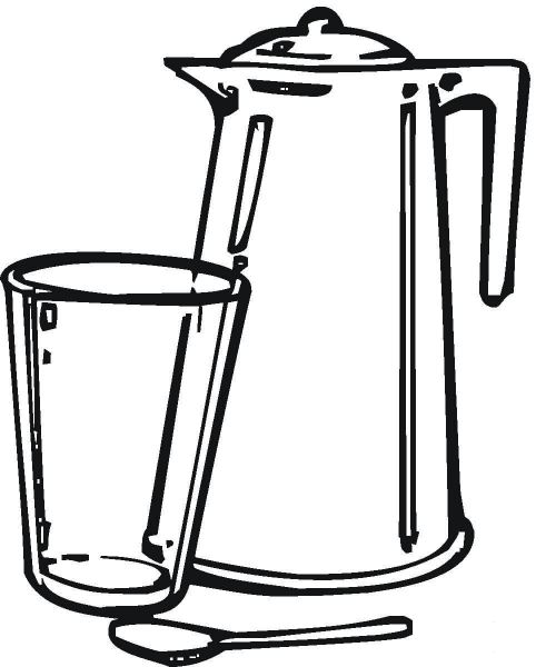 Teapot And Glass  coloring page image