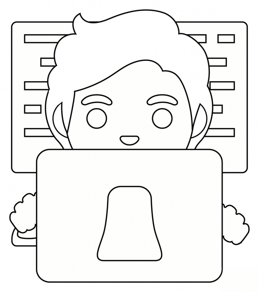 Technologist Emoji coloring page image