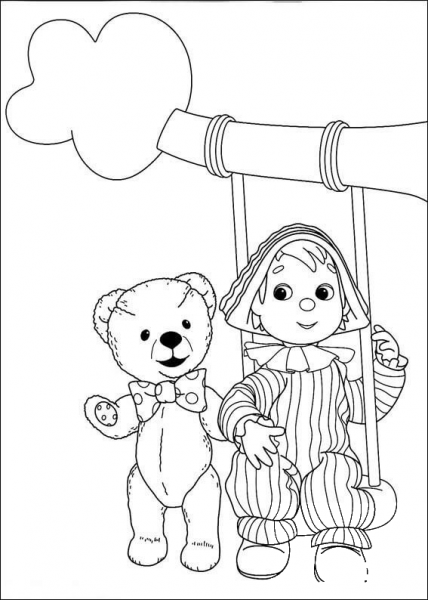 Teddy and Andy on the tree coloring page image