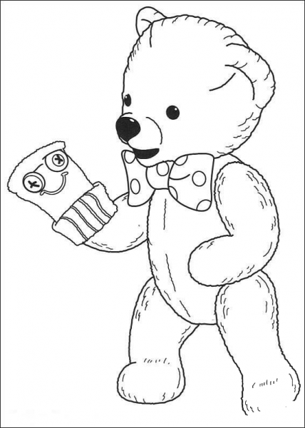 Teddy Bear and a marionette coloring page image
