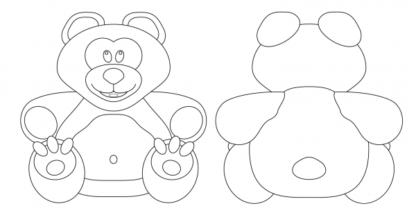 Teddy Bear Front And Rear View coloring page image
