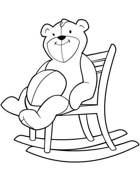 Teddy Bear on a Rocking Chair coloring page image
