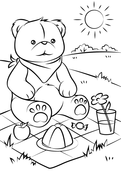 Teddy Bears’ Picnic coloring page image