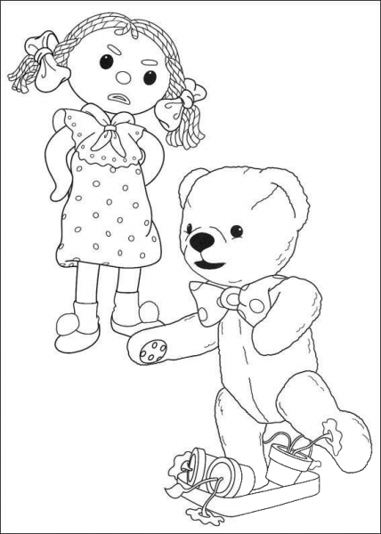 Teddy runs and does damage to the plants coloring page image