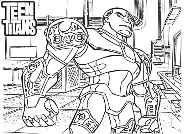 Teen Titans Cyborg coloring page image