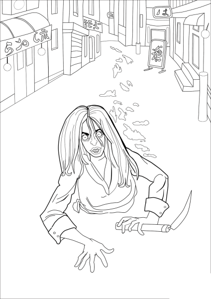 Teke Teke coloring page image