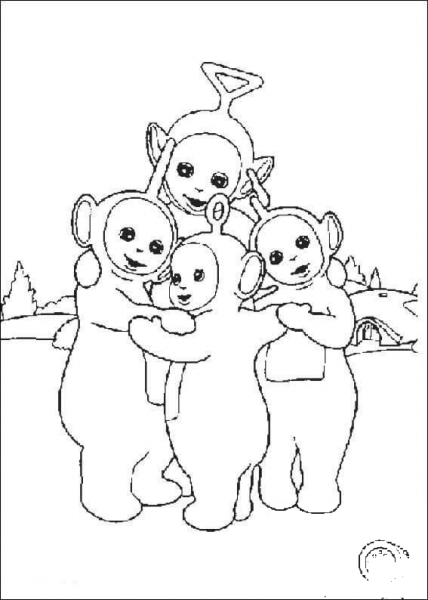 Teletubbies Hugging  coloring page image