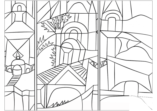 Temple Garden by Paul Klee coloring page image