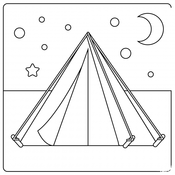 Tent Emoji coloring page image