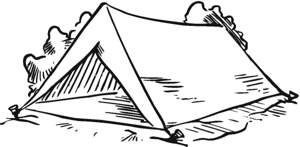 Tent In The Forest  coloring page image