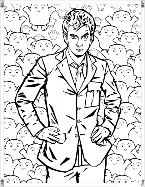 Tenth Doctor coloring page image