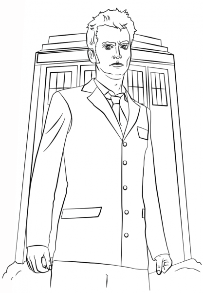 Tenth Doctor coloring page image