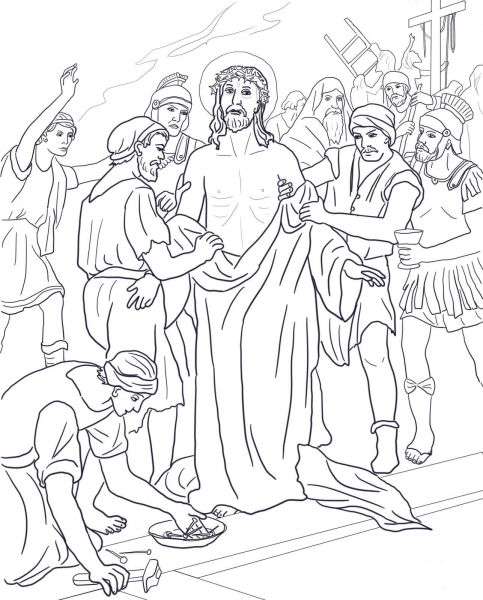 Tenth Station – Jesus’ Clothes Are Taken Away coloring page image